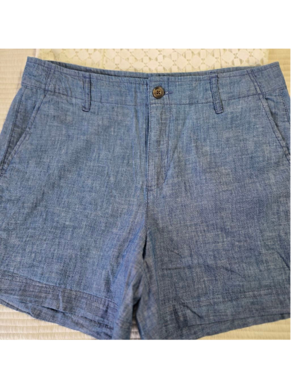Women's GAP Blue High Waist Shorts 100% Cotton Chambray 5 inch Shorts Size 8 - Picture 3 of 13